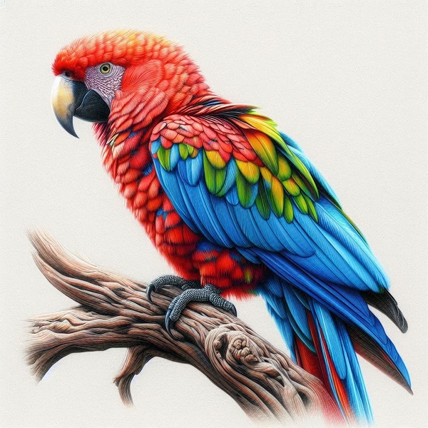 realistic parrot drawing