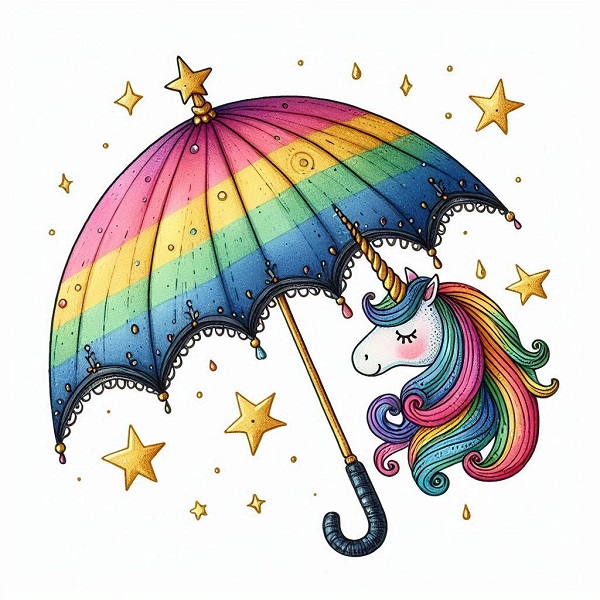 unicorn umbrella drawing