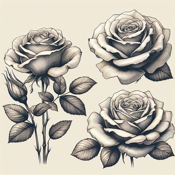 3 Rose Drawing