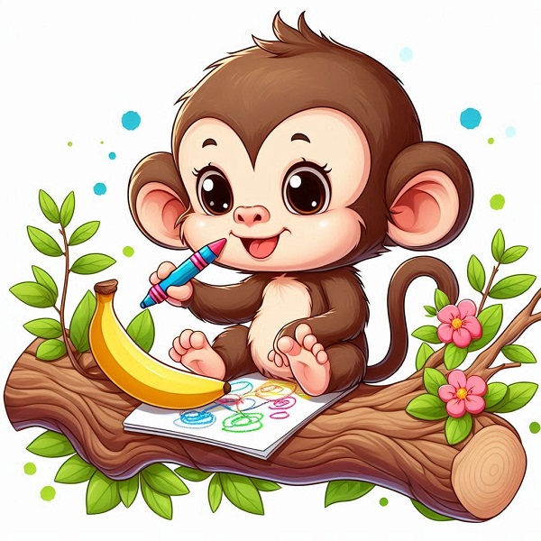 Baby monkey illustration