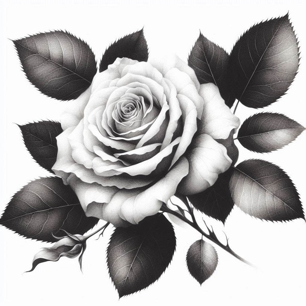 Black and White Rose Drawing