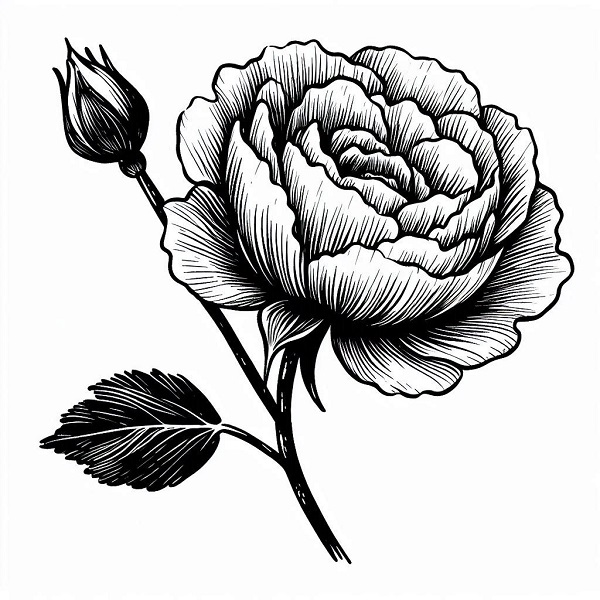 Cabbage Rose Drawing