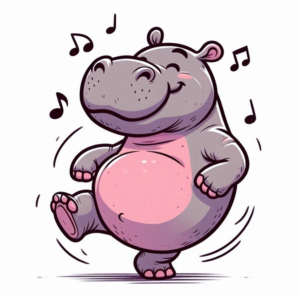 Dancing hippo cartoon