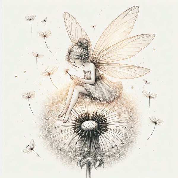 Dandelion fairy drawing