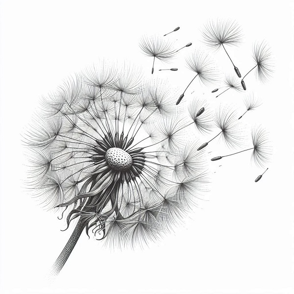 Dandelion in wind