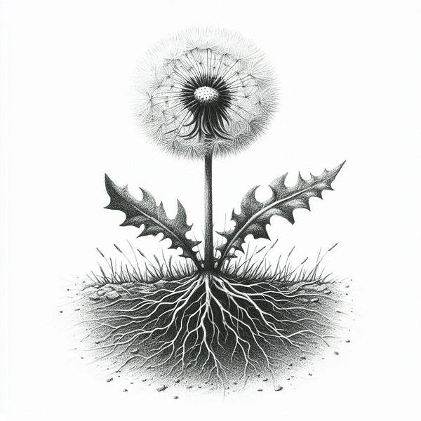 Dandelion with roots