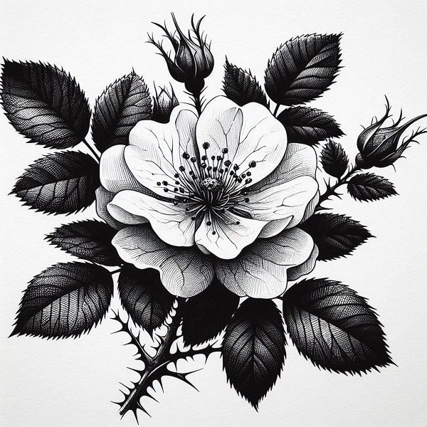 Dog Rose Drawing