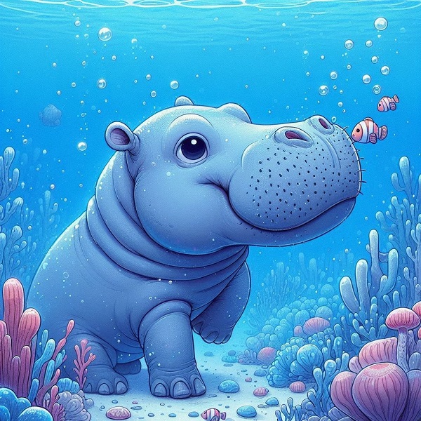 Hippo underwater art