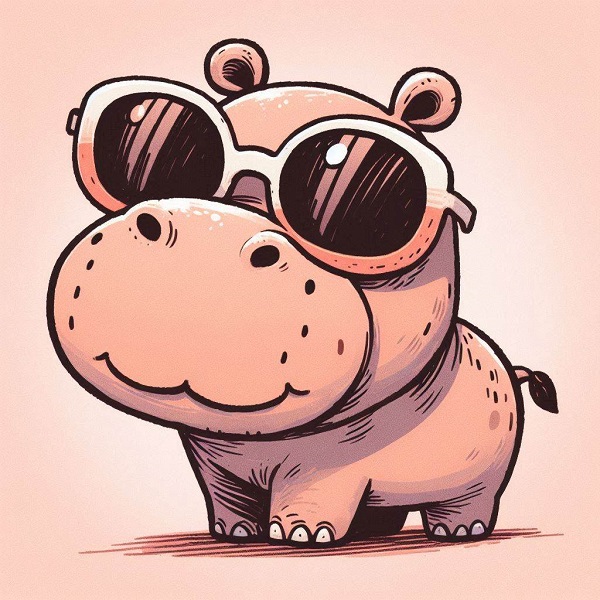 Hippo with sunglasses