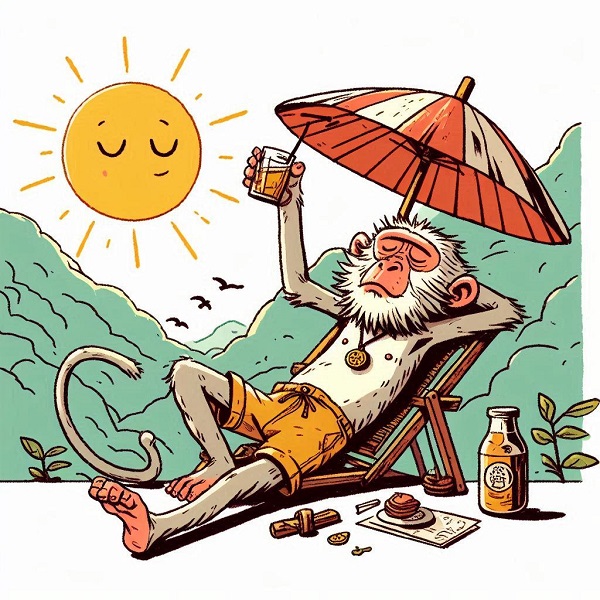 Lazy monkey in sun