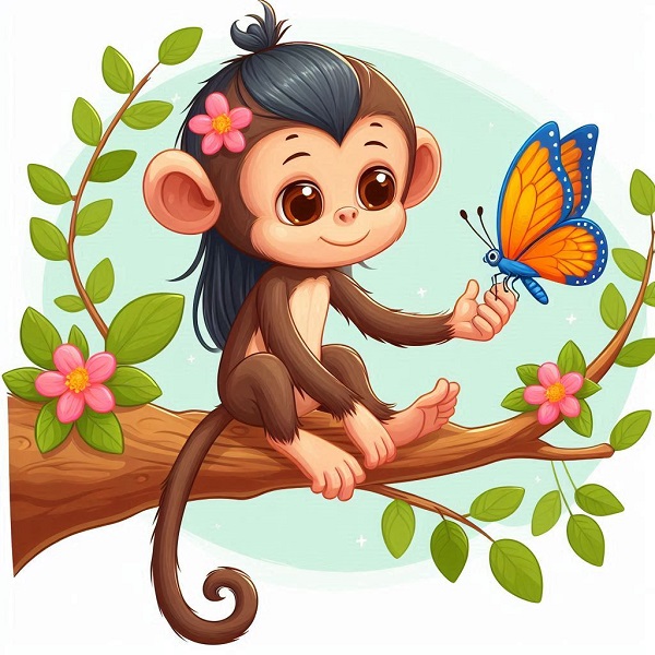 Monkey and butterfly