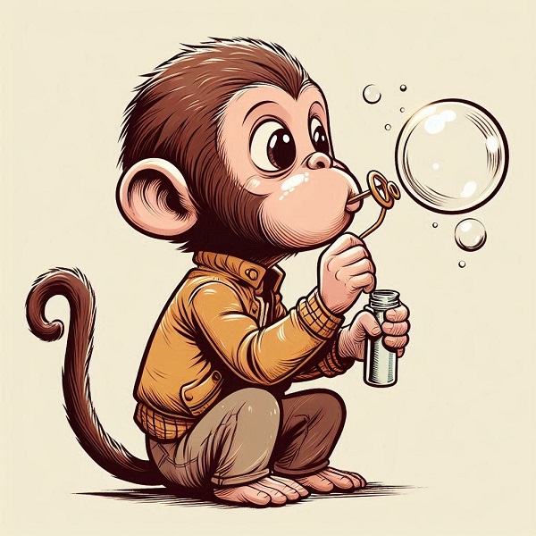 Monkey blowing a bubble