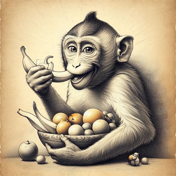 Monkey eating fruit