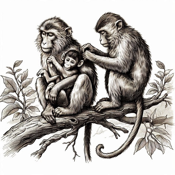 Monkey family drawing