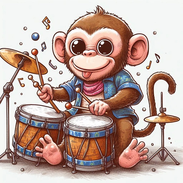 Monkey playing drums