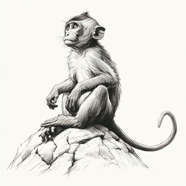 Monkey sitting on a rock