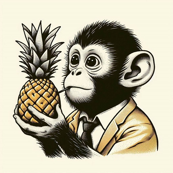 Monkey with a pineapple