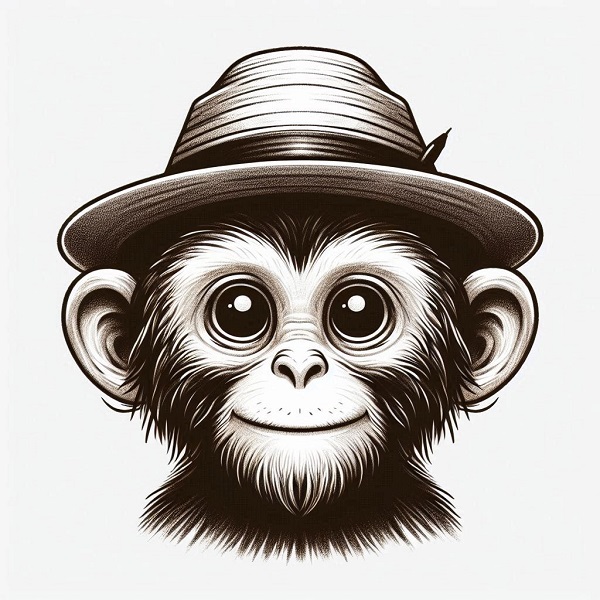 Monkey with hat drawing