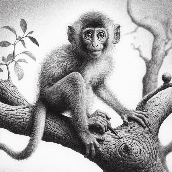 Realistic monkey drawing