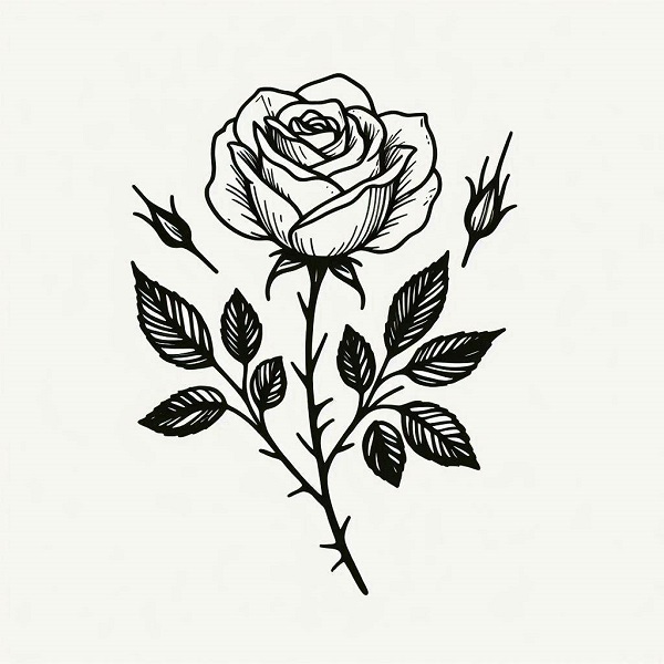 Rose Line Art