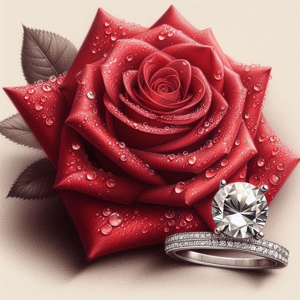 Rose With Diamond Drawing