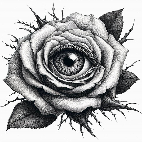 Rose With Eye Drawing