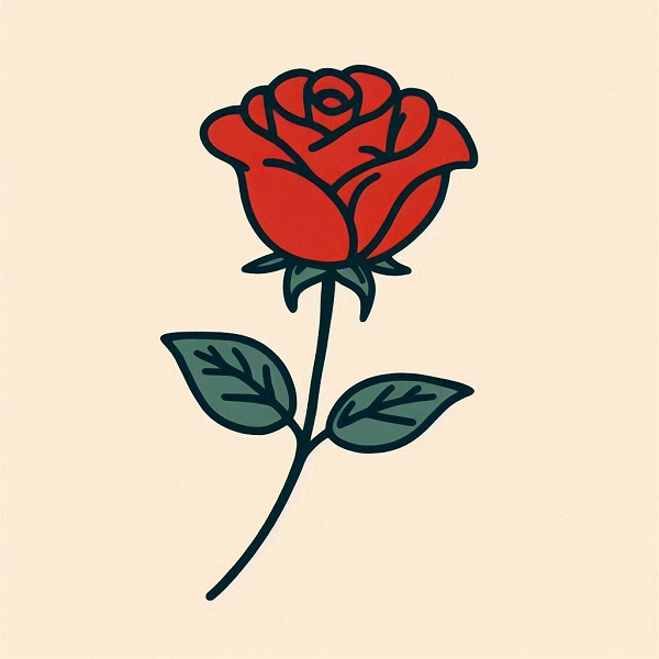 Rose With Stem Drawing