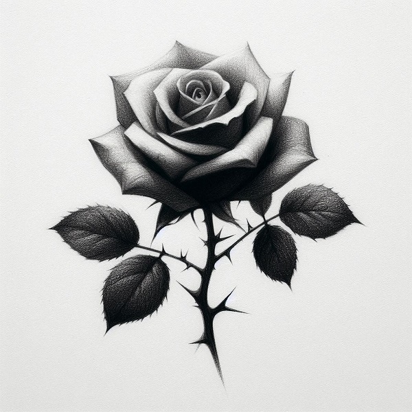 Rose With Thorns Drawing