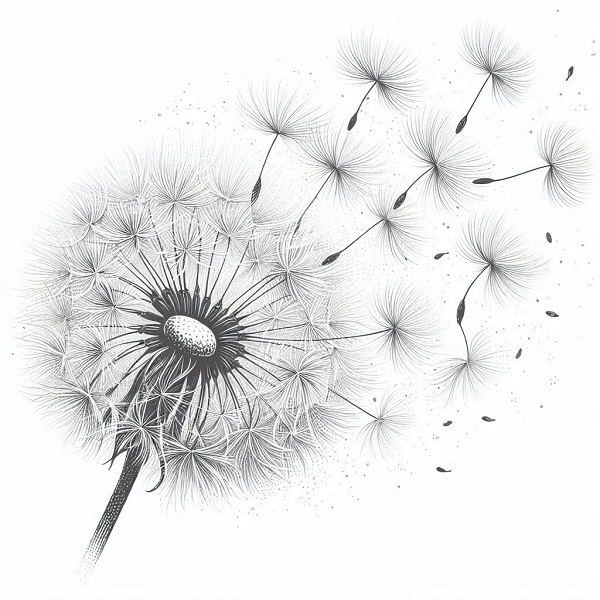 White Dandelion Drawing