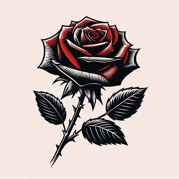 black and red rose drawing