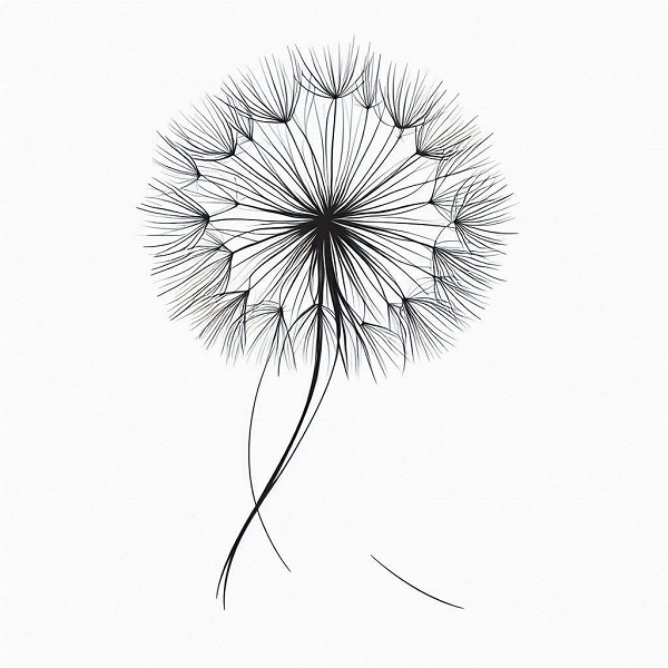 black and white dandelion drawing