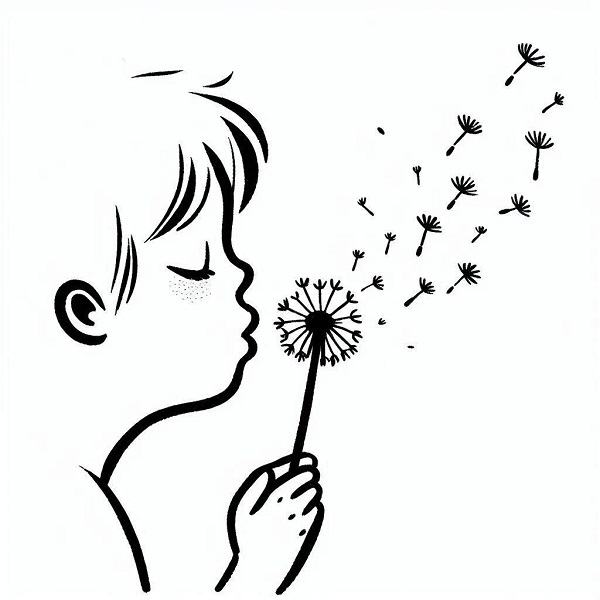 blowing dandelion drawing