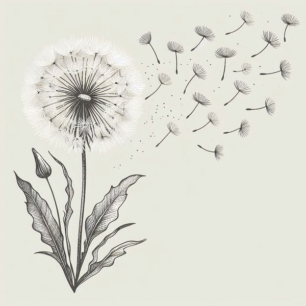 botanical drawing dandelion