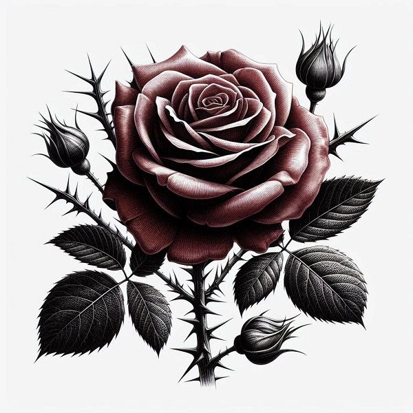 botanical rose drawing