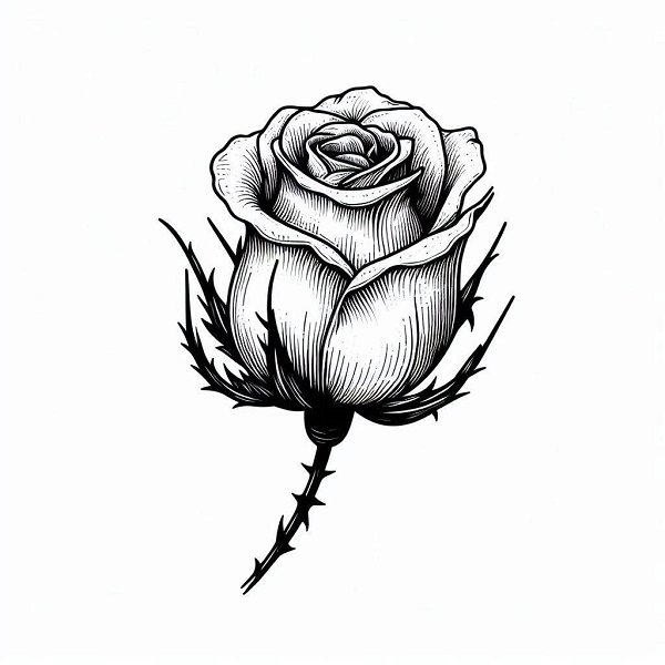 Closed Rose Drawing