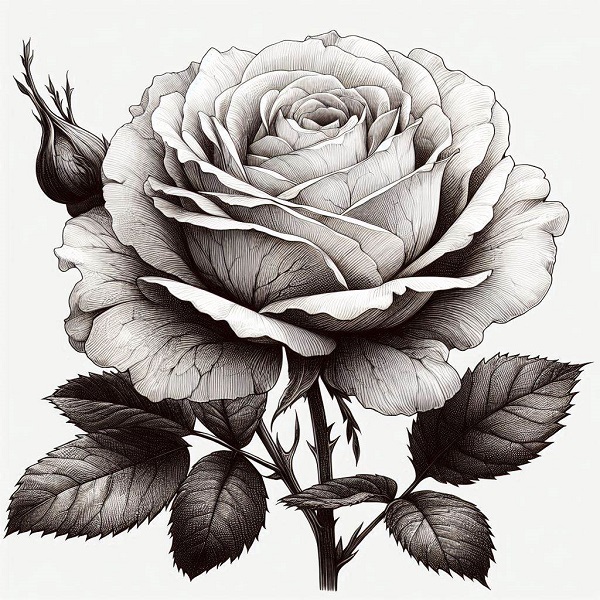 Dainty Rose Drawing