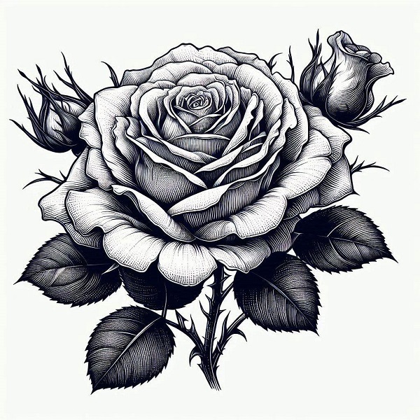 fancy rose drawing