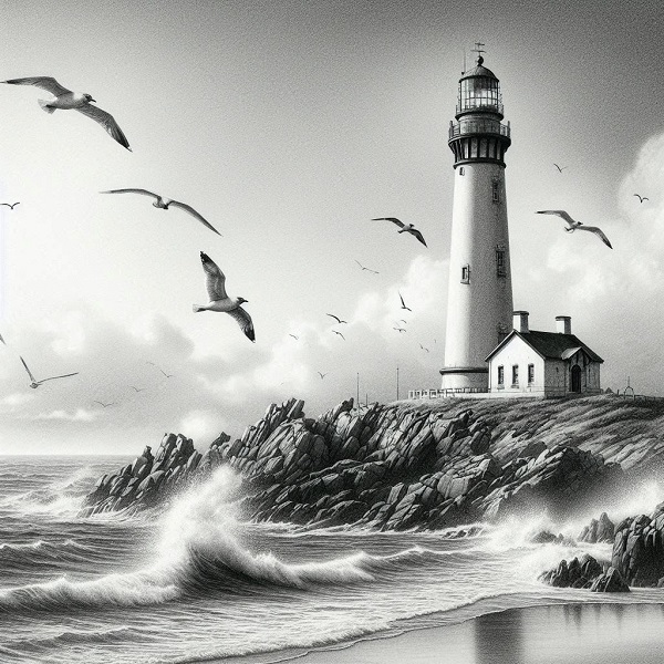 lighthouse drawing realistic