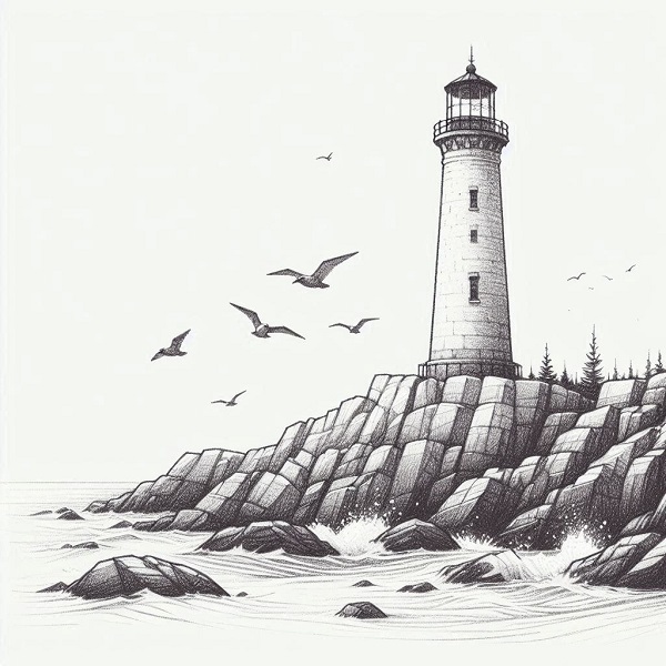 lighthouse pencil drawing