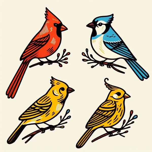 4 birds drawing 3