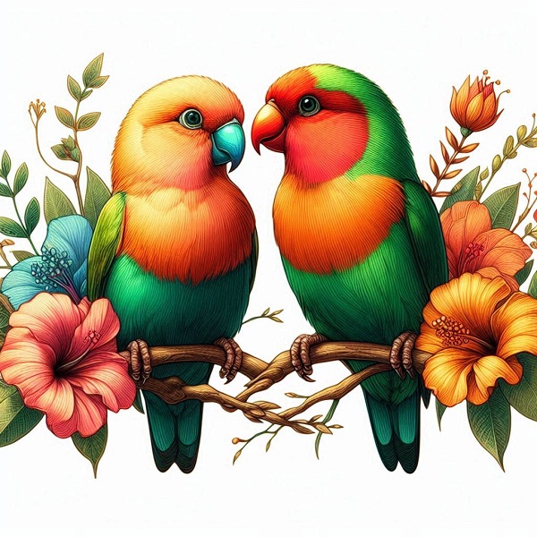 African love birds drawing 4