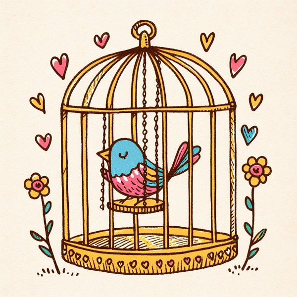 Bird in a cage drawing 4