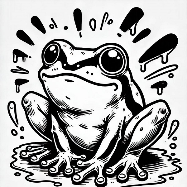 Black and White Frog Drawing 3