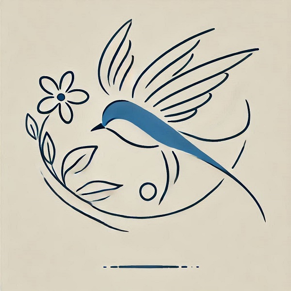 Blue Bird Flying Drawing 10