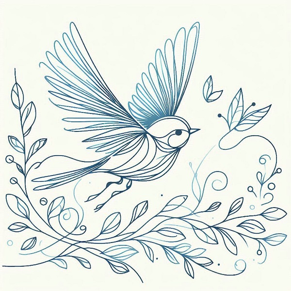 Blue Bird Flying Drawing 11