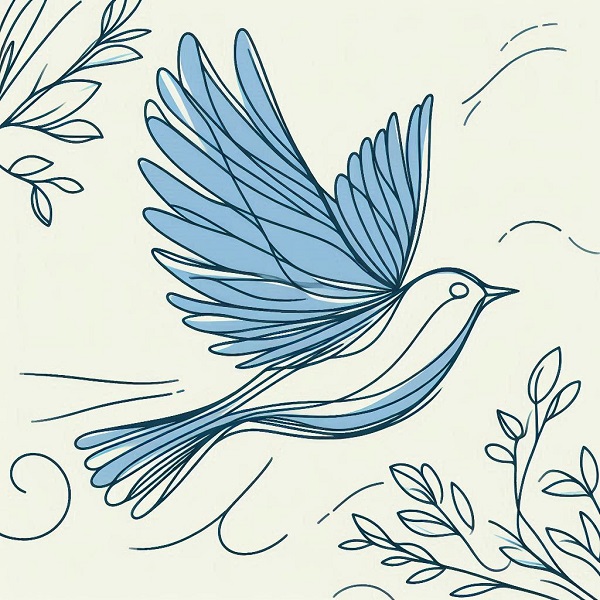 Blue Bird Flying Drawing 3