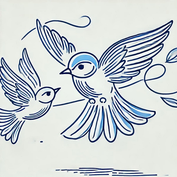 Blue Bird Flying Drawing 4