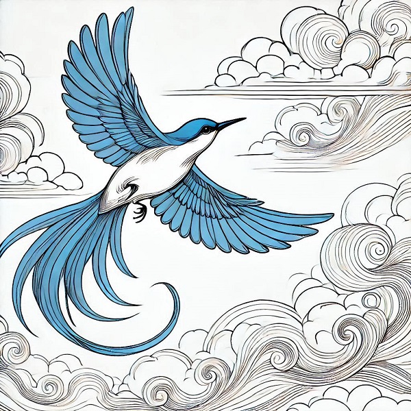 Blue Bird Flying Drawing 9