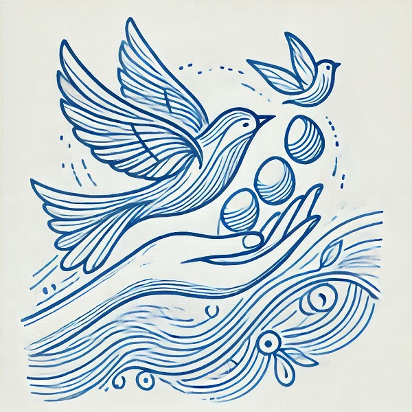 Blue Bird Flying Drawing