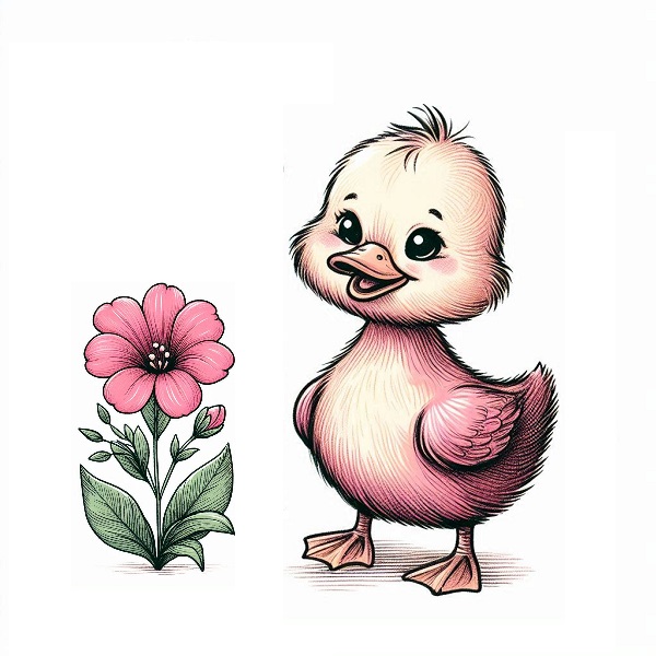 Duck with Flower Drawing